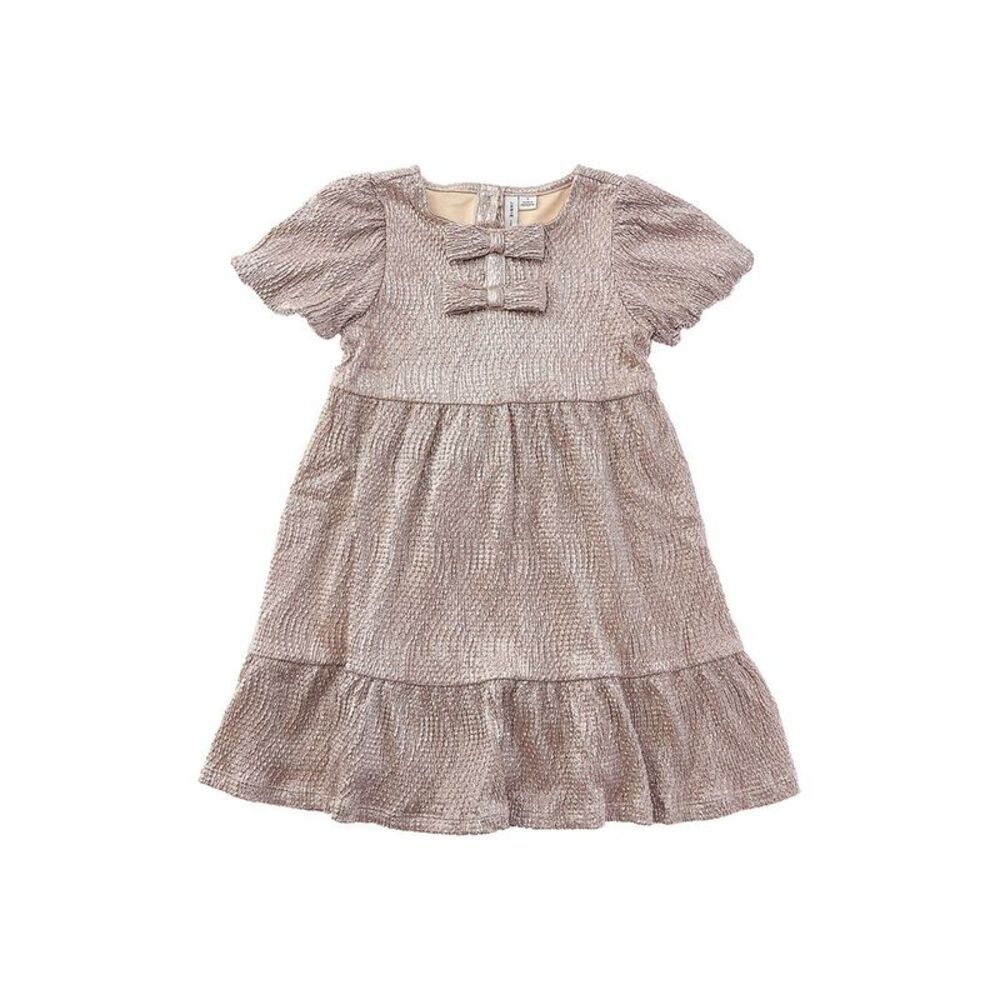 Janie And Jack Girls Metallic Bow Dress, Silver